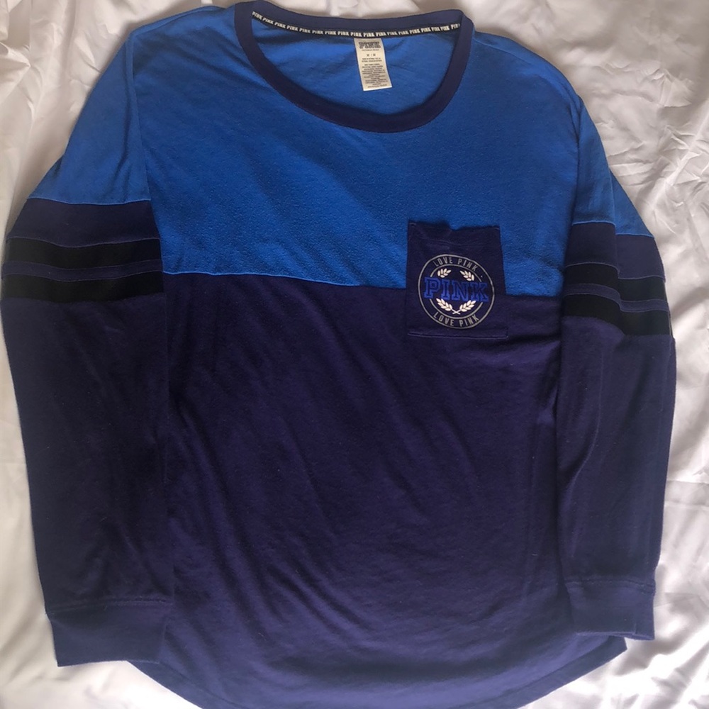 PINK Jersey Sporty Blue Long Sleeve Top